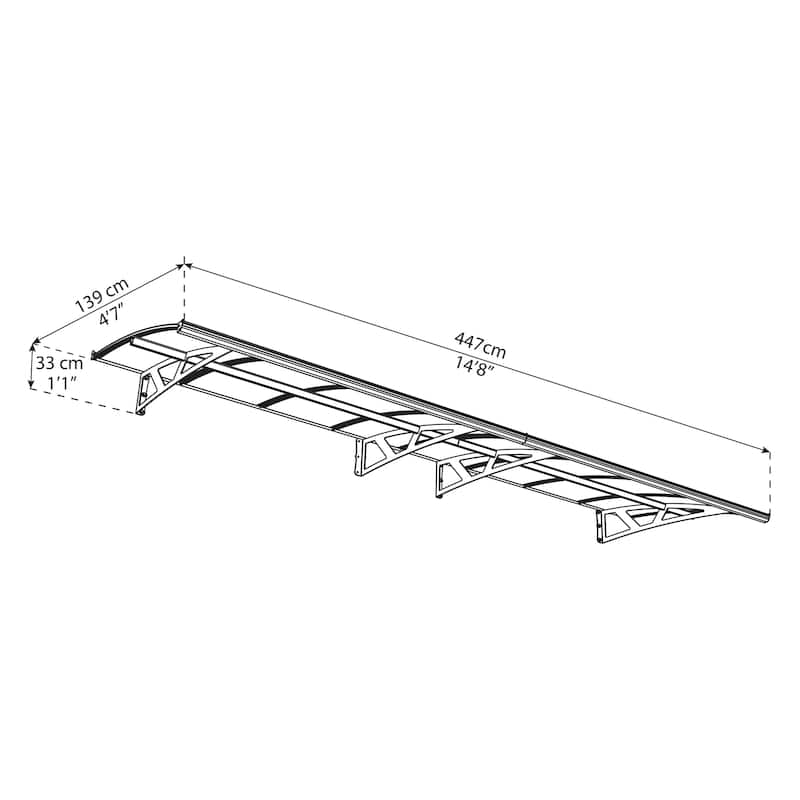 Amsterdam 5 ft. Gray/Clear Door and Window Fixed Awning
