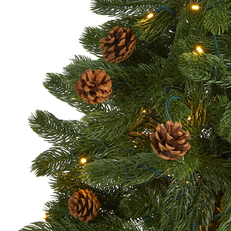5ft. Spruce Artificial Christmas Tree with Pinecones & 100 Clear LED Lights - Charming Holiday X-Mas Tree