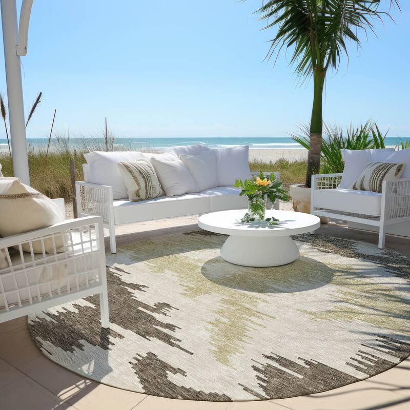 Machine Washable Indoor/ Outdoor Chantille Modern Boho Rug - Chocolate - 8' x 8'