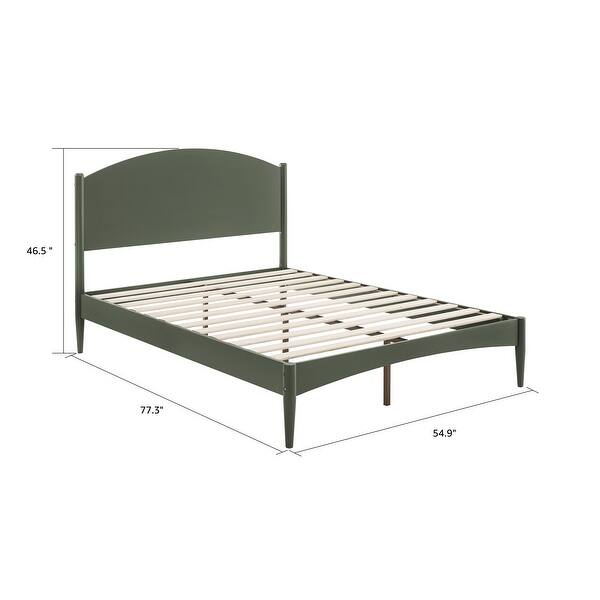 MUSEHOMEINC Mid Century Bed Frame with Modern Curve Headboard, Solid