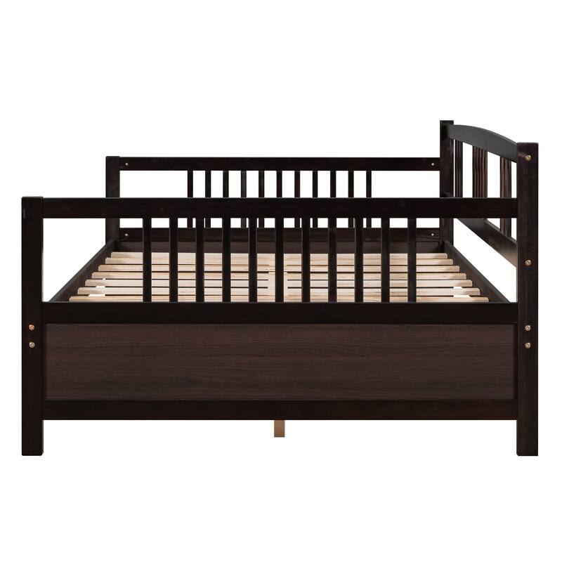 Espresso Modern Solid Wood Daybed, Sofa Bed, Wood Frame Multifunctional, Full Size