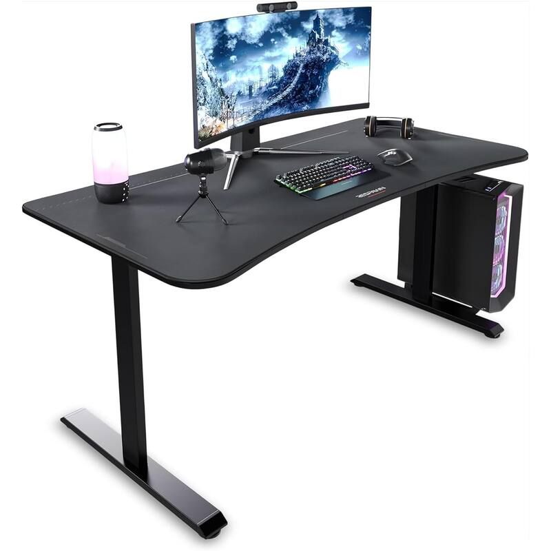 RESPAWN Gaming Desk - Computer Desk with Mouse Pad, PC Workstation Home Office Gaming Table - 31.5" D x 63" W x 28.54" H - Black