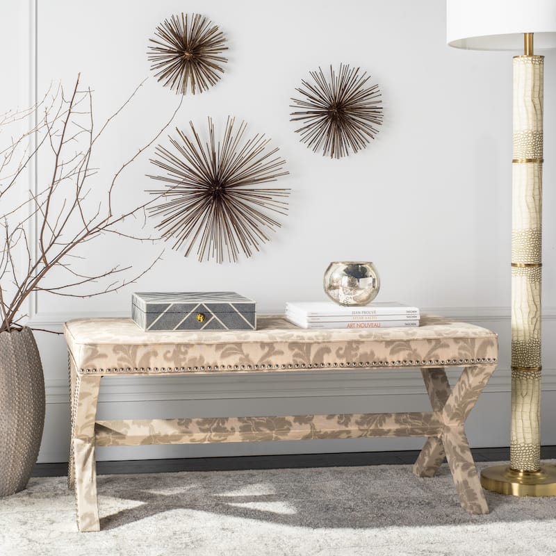SAFAVIEH Ariana Extended X-Bench - 43" W x 21" D x 19" H - 43Wx21Dx19H - Taupe/Beige