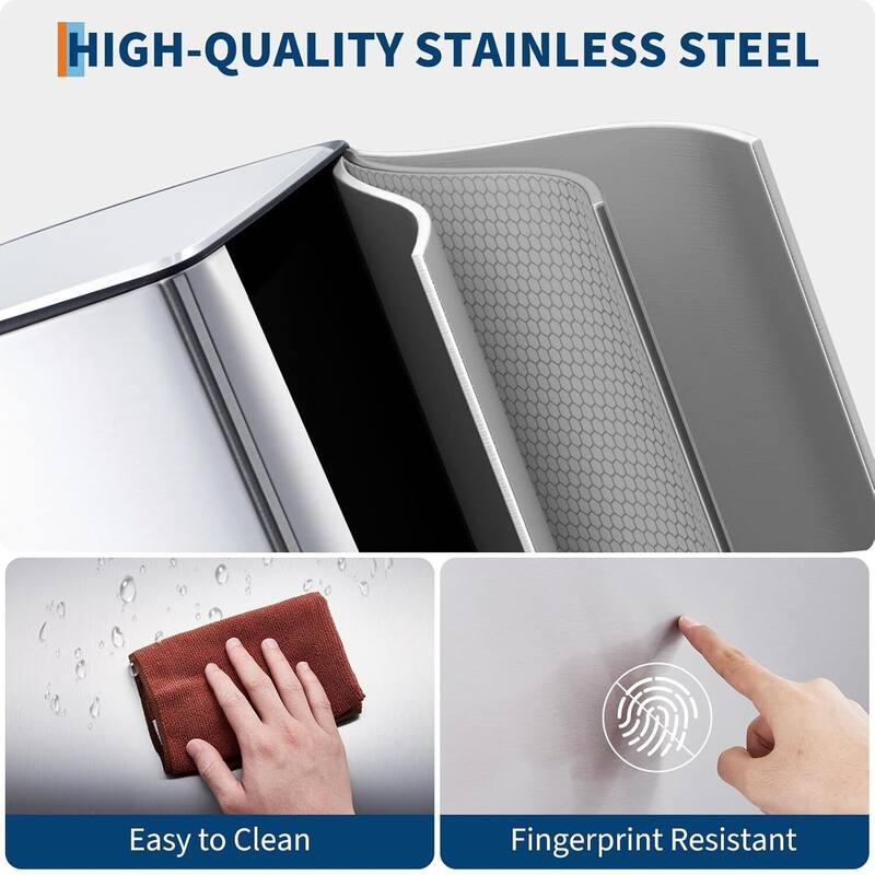 10.6 Gal Kitchen Stainless Steel Step OnTrash Can for Home Office