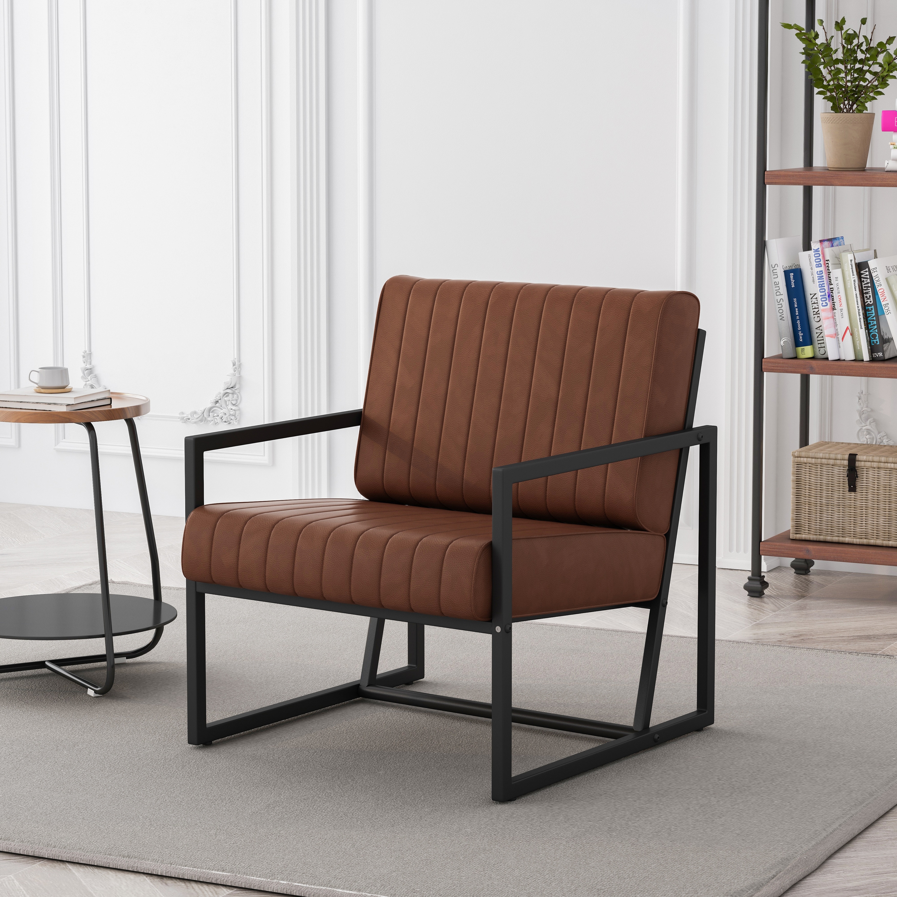 PU Leather Feature Armchair with Metal Frame Bed Bath Beyond