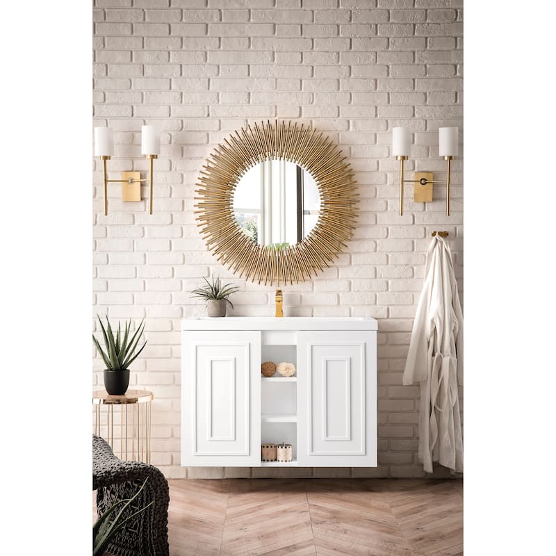 James Martin Vanities Alicante 39.5" Single Vanity Cabinet, w/ White Glossy Composite Stone Top
