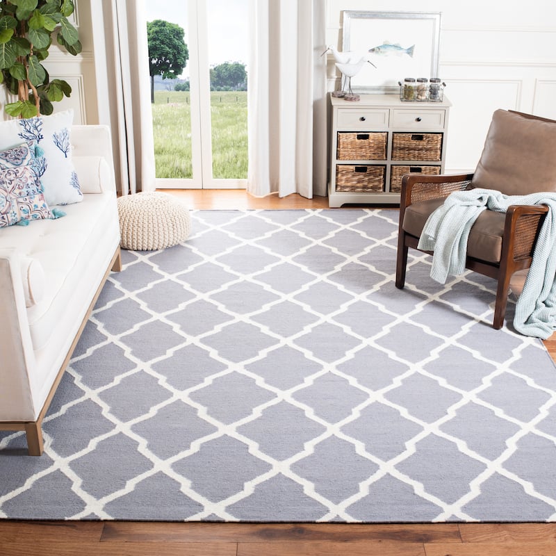 SAFAVIEH Handmade Flatweave Dhurries Chiang Modern Moroccan Wool Rug - 8' x 10' - Grey/Ivory