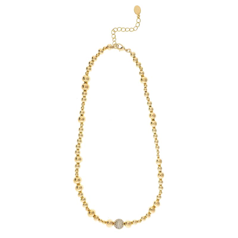 Rivka Friedman 18K Gold Clad Beaded Necklace with CZ Beaded details