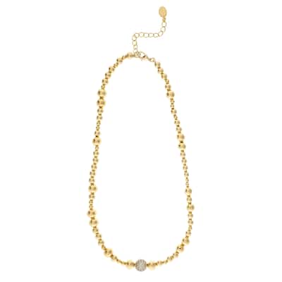 Rivka Friedman 18K Gold Clad Beaded Necklace with CZ Beaded details