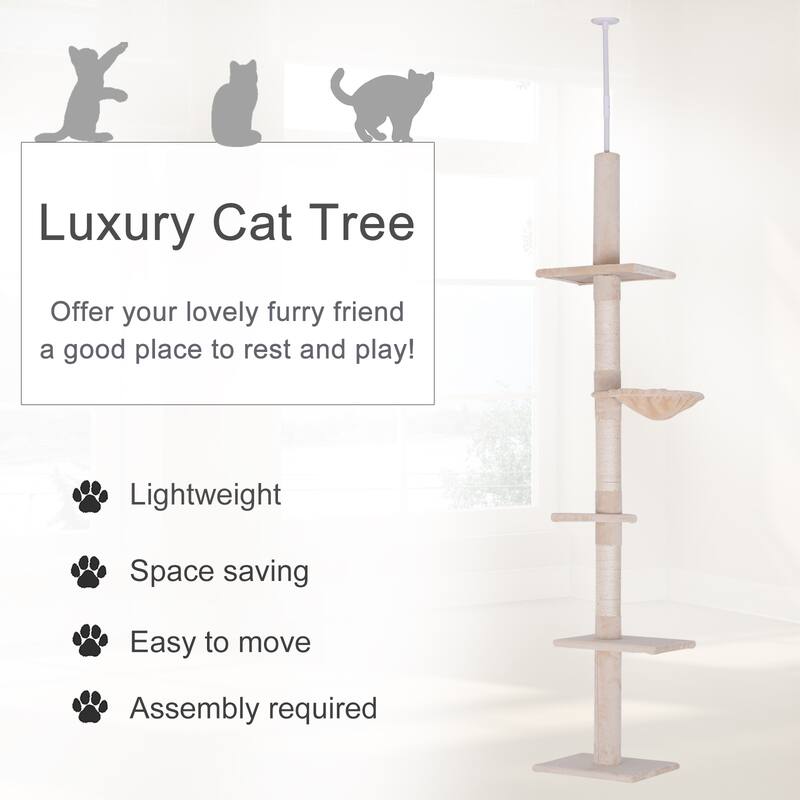 Adjustable Height Floor-to-Ceiling Vertical Cat TreeCat Climbing Tower
