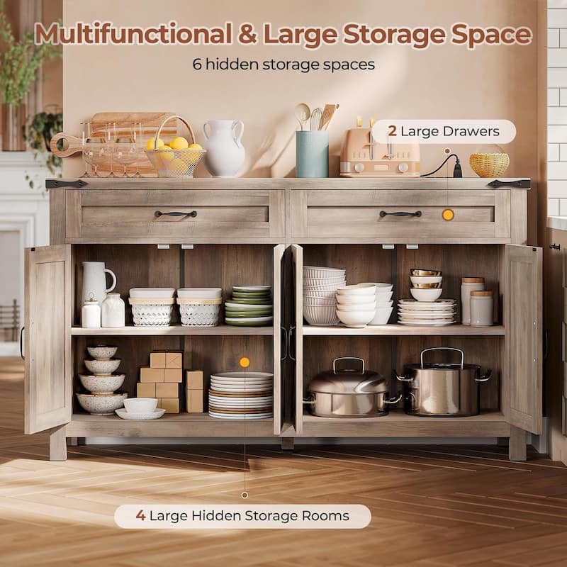 Buffet Cabinet Bar Cabinet Coffee Credenza Sideboard Barn Door Drawer