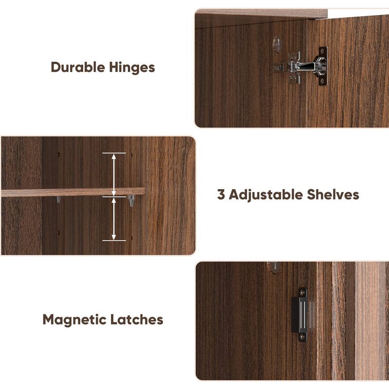 Pocassy Wood Coffee Bar Cabinet with Adjustable Shelf for Kitchen