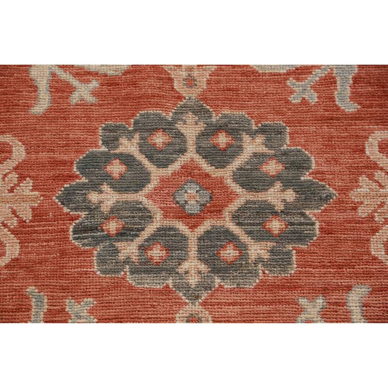 Hand Knotted Oriental 100% Wool Carpet Transitional All-Over Oranges & Rust Oushak Area Rug - 10' 2'' X 8' 3''