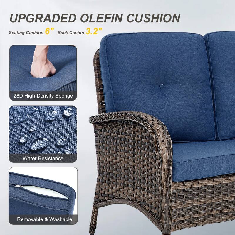 Gymojoy L-Shaped Outdoor Sectional Sofa Set with Patio Chairs Ottomans & Coffee Table