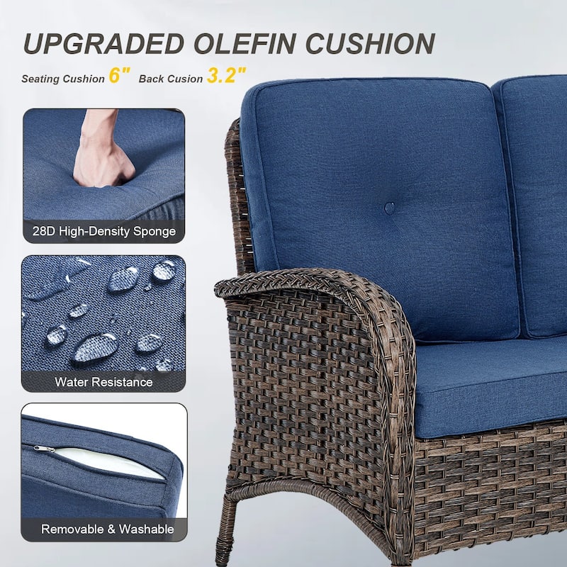 Gymojoy Outdoor Sectional Sofa Set with Rocking Chairs, Ottomans, Water-Resistant Cushions