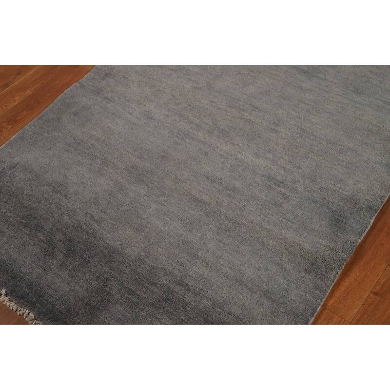 Gray Modern Gabbeh Oriental Runner Rug Handmade Wool Carpet - 3'4"x 6'6"