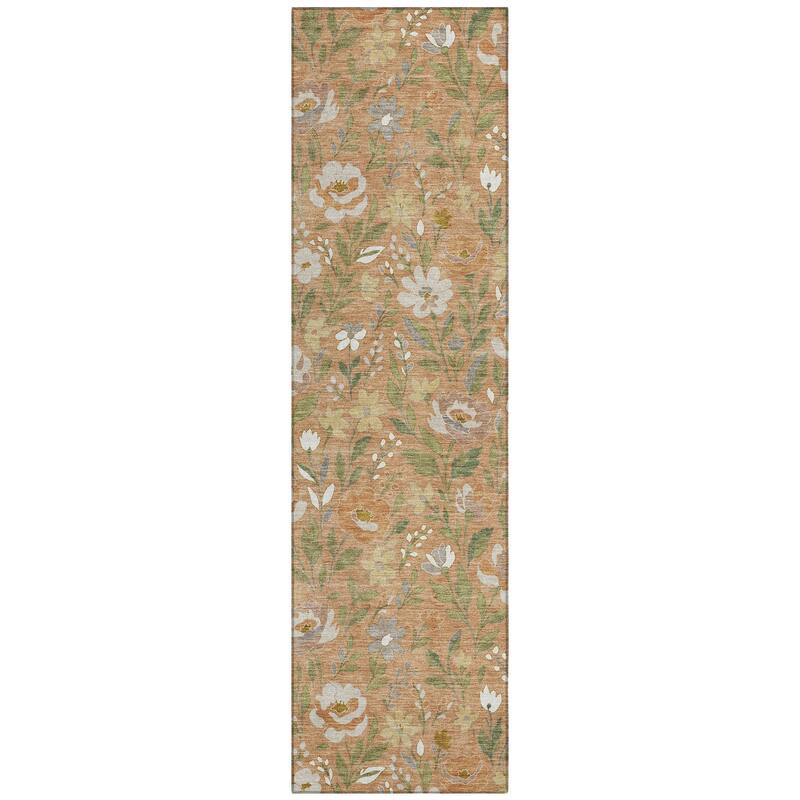 Machine Washable Indoor/ Outdoor Floral Garden Chantille Rug