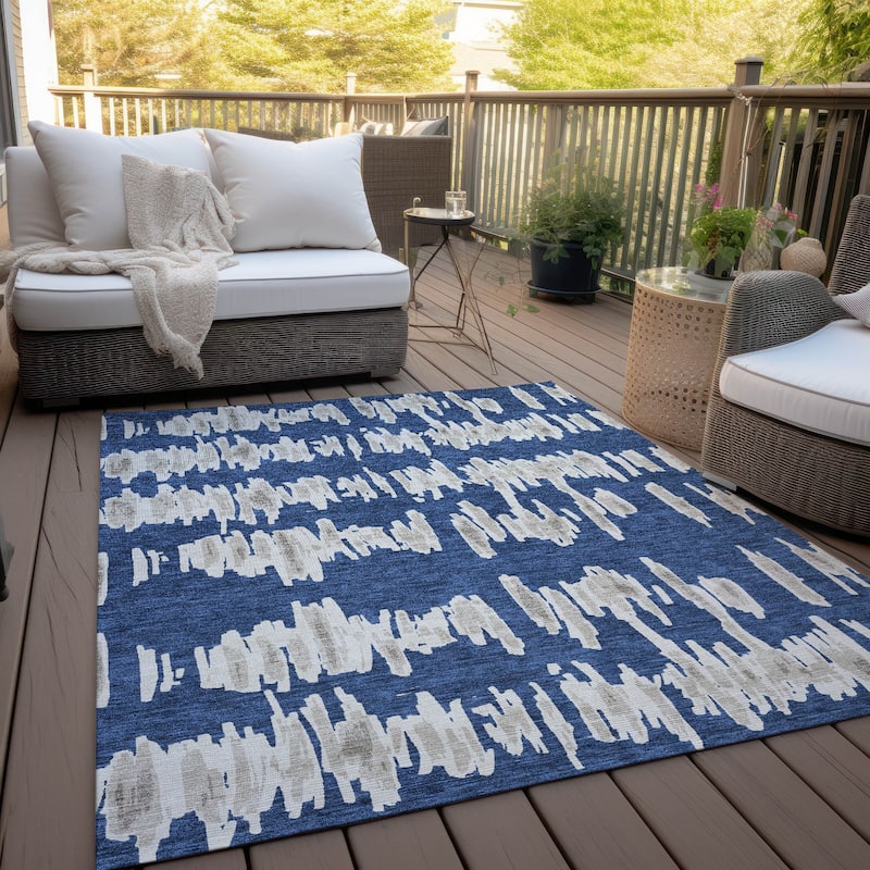 Machine Washable Indoor/ Outdoor Chantille Abstract Contemporary Rug