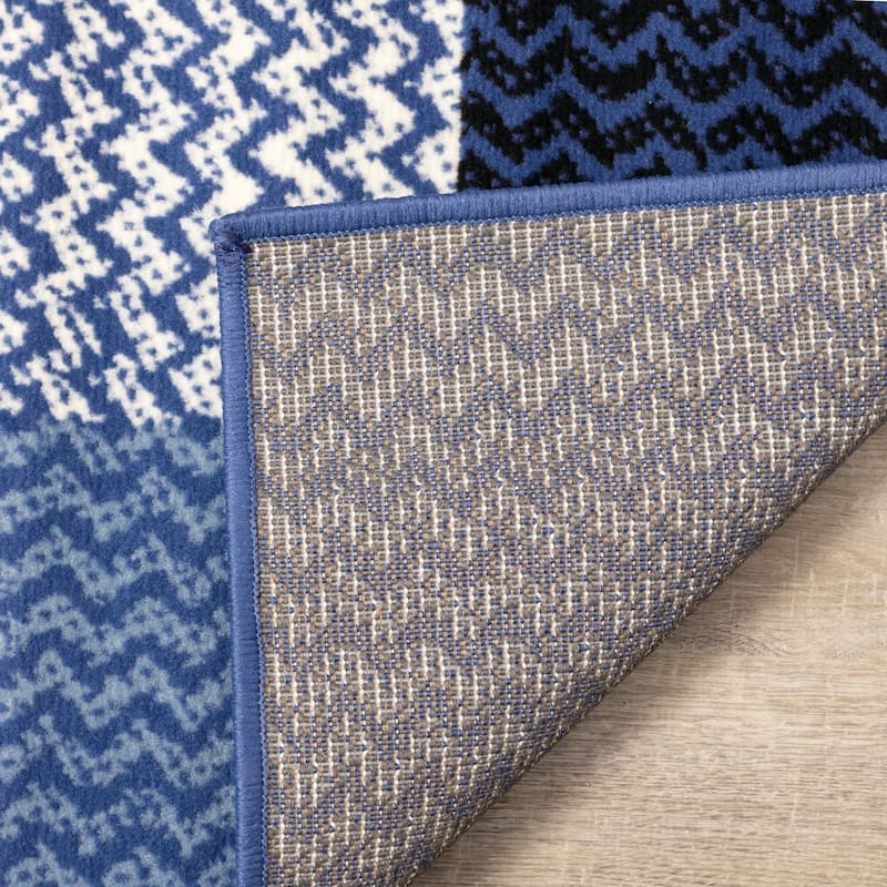 Florence Collection - Blue Squares Rug - 4'7" x 6'7"
