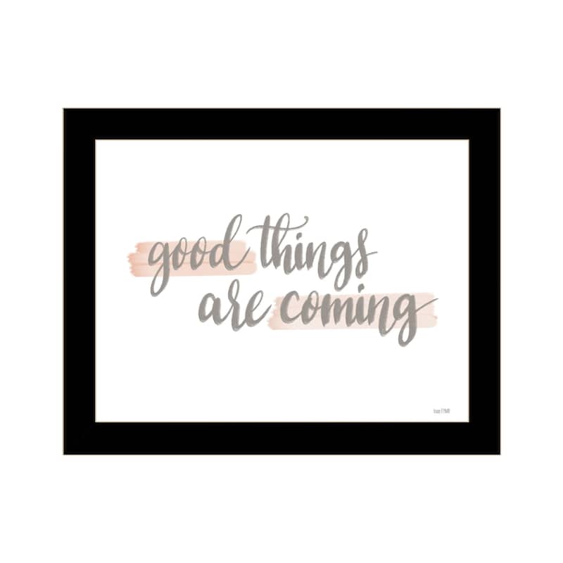 TrendyDecor4U Contemporary "Good Things Are Coming" Framed Print Wall Art - Black