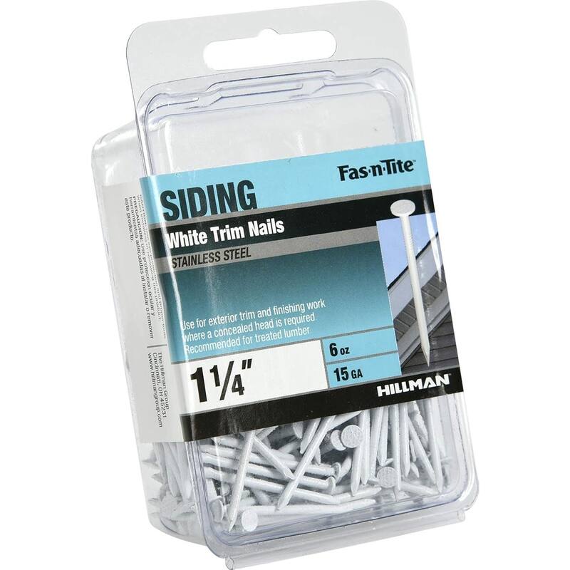 461819 White Painted Stainless Steel Trim Nails, 6 oz/1.25 x 15