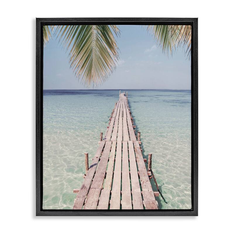 Stupell Tropical Dock on Beach Framed Floater Canvas Wall Art Design by Sisi and Seb