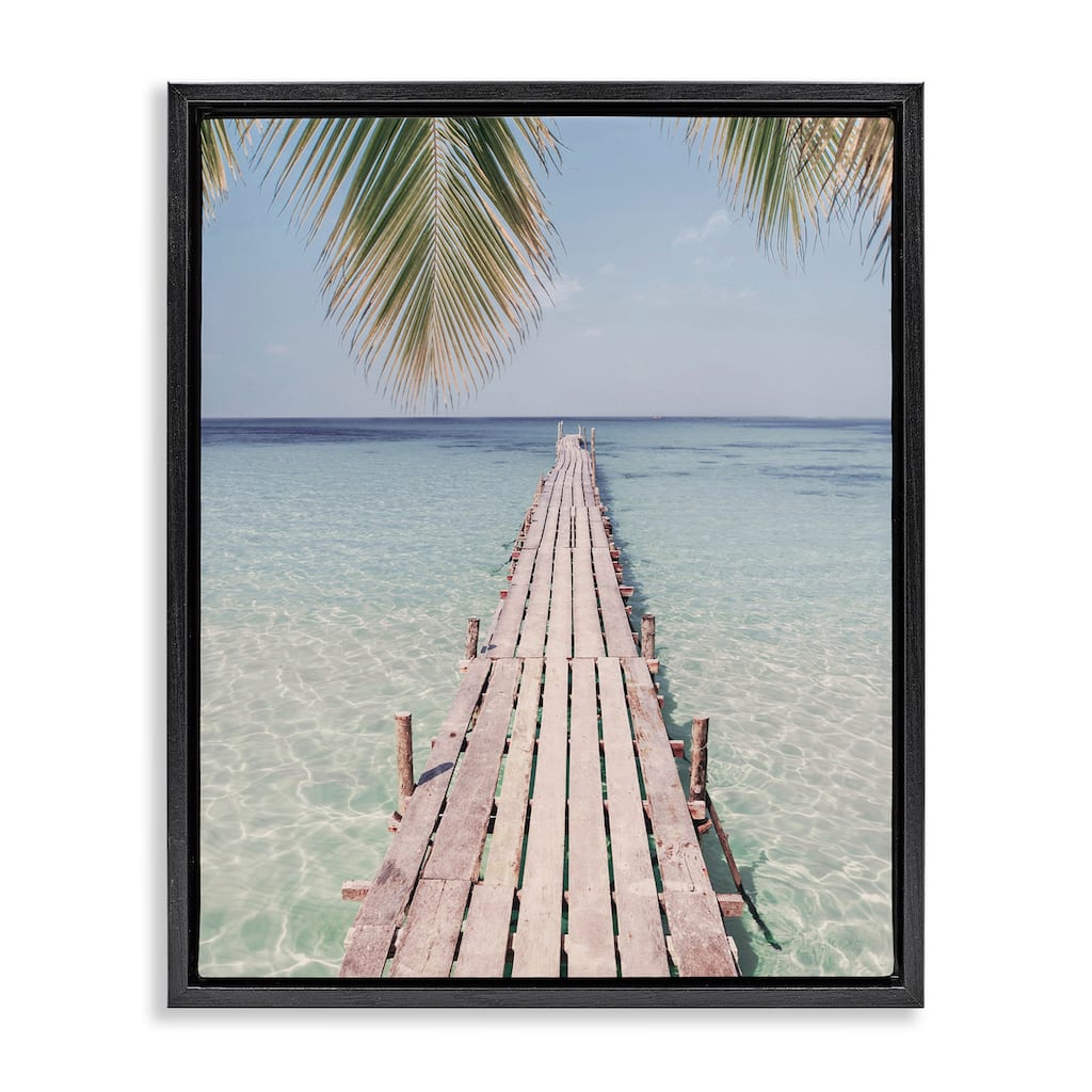 Stupell Tropical Dock on Beach Framed Floater Canvas Wall Art Design by Sisi and Seb