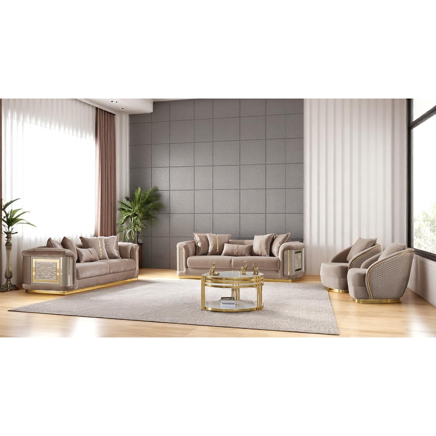 Ezel 4-piece Living room Set 2 Sofa & 2 Chair - Overstock - 40624536