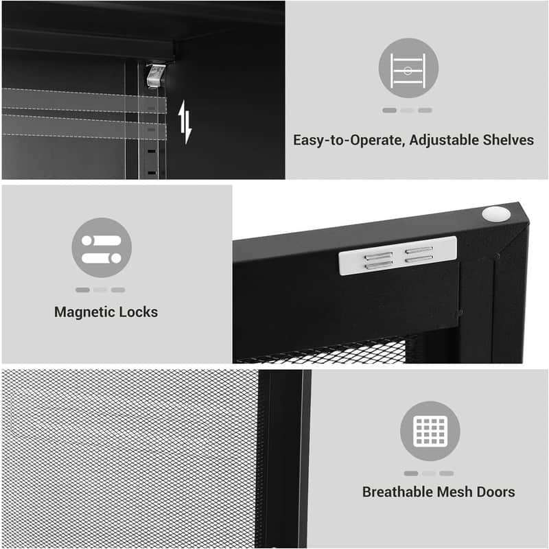 Metal Storage Cabinet with Mesh Doors - 15.7"D x 31.5"W x 41.3"H