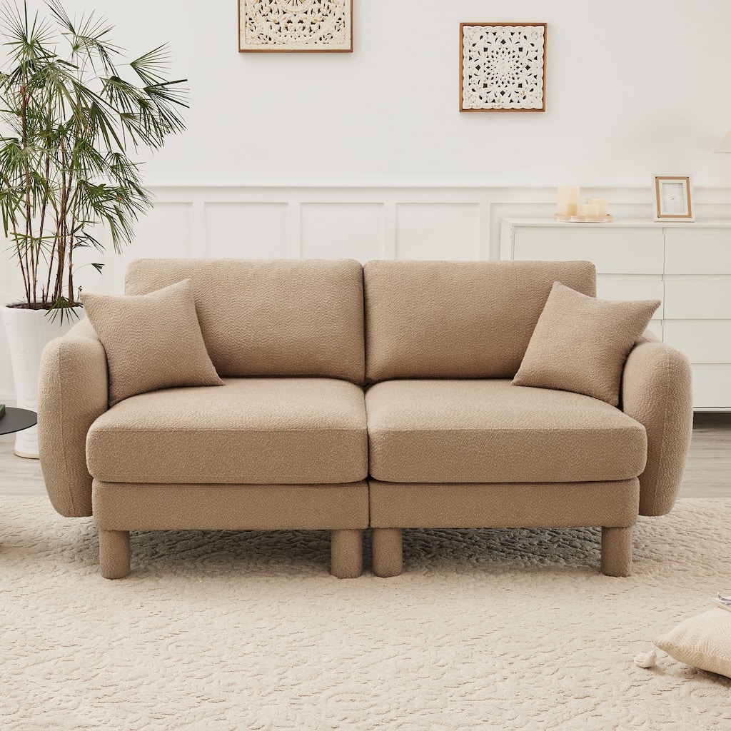 Loveseat Sofa, 78" 2-Seater Upholstered Couch Modern Sectional Couches with Shell-shaped Armrests for Living Room