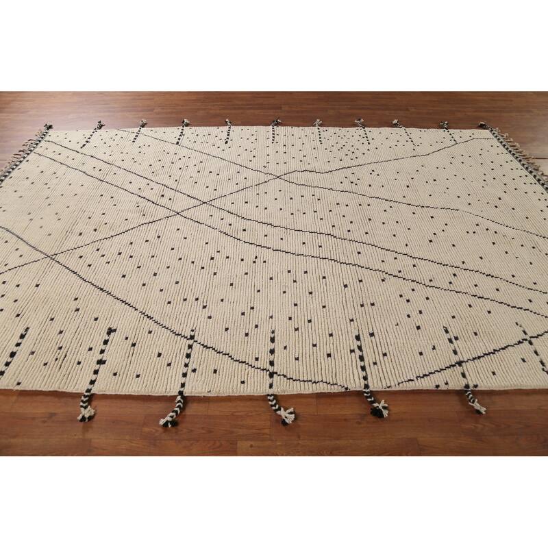 Moroccan Oriental Area Rug Handmade Wool Carpet - 6'9"x 10'8"