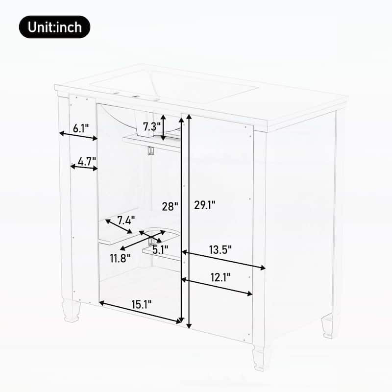 36" Bathroom Vanity with Sink