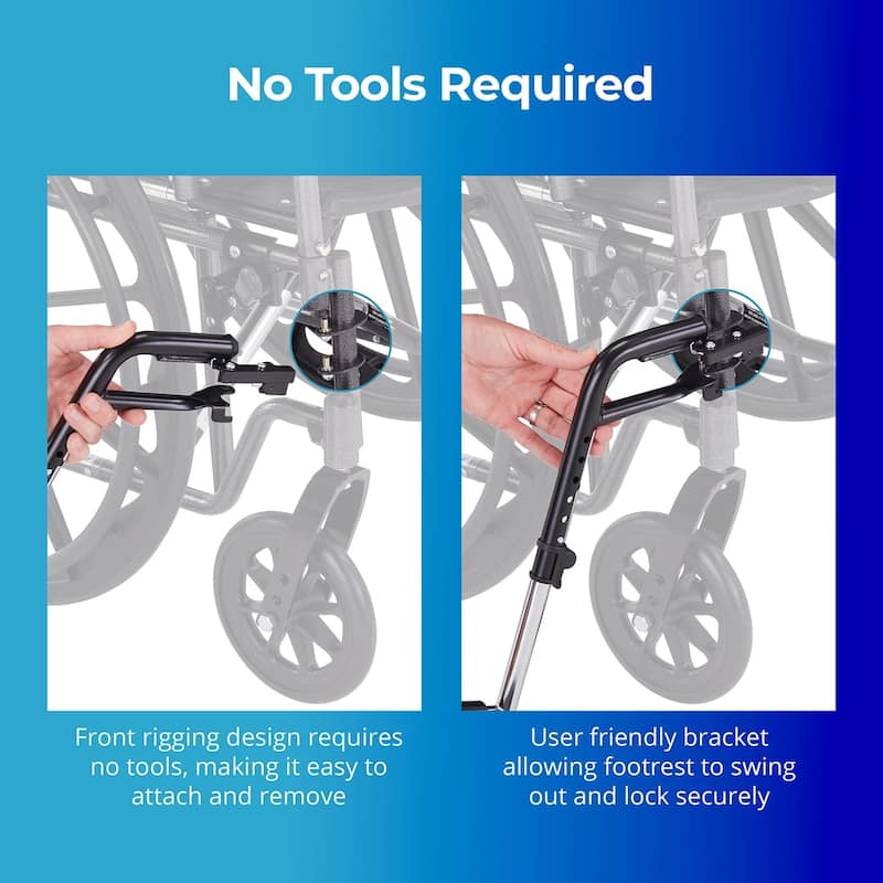 Invacare Wheelchair Legrest with Swing-Away Design, Adjustable Length and Flip-Up Footplate - Black