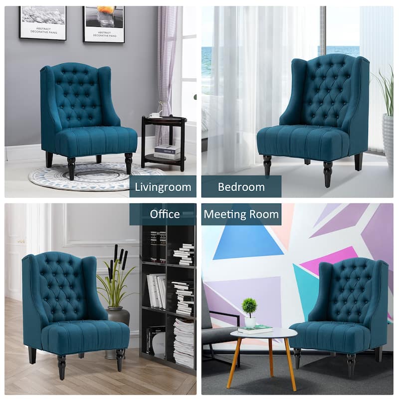 Copper Grove Erin Tufted Linen Upholstered Tall Wingback Accent Chair