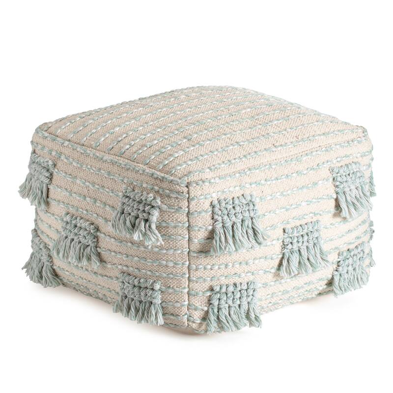 Jani Ambre 22" x 22" x 16" Square Pouf Ottoman - Green