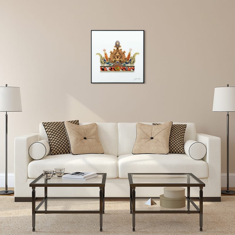 "Crown" Printed Glass Wall Art with Black Anodized Aluminum Frame