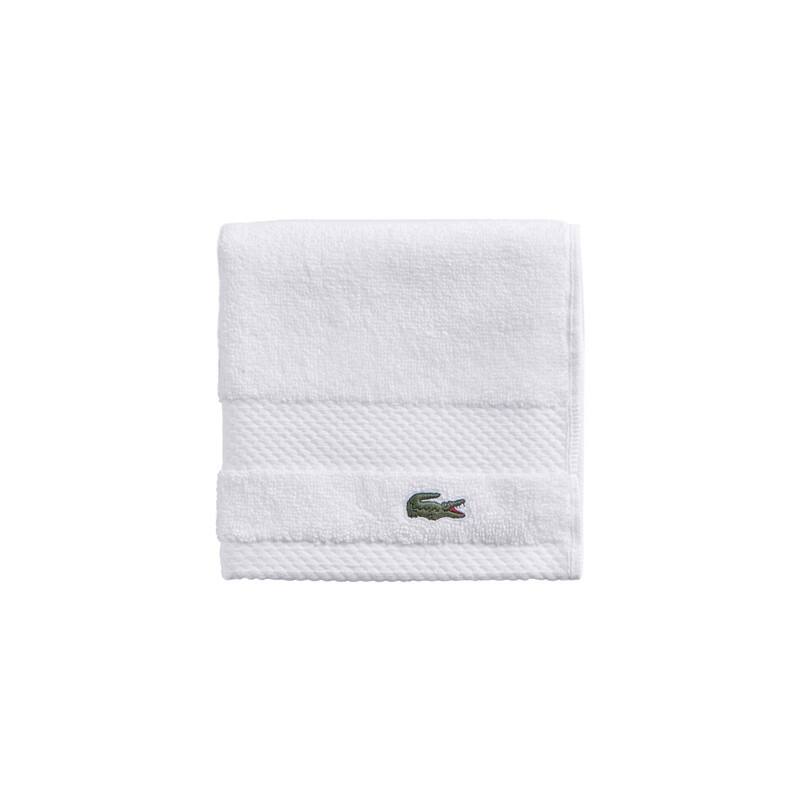 Lacoste Heritage Supima 100% Cotton Bath Towel, Hand Towel, Wash Cloth, and Bath Sheet - White - Wash Cloth