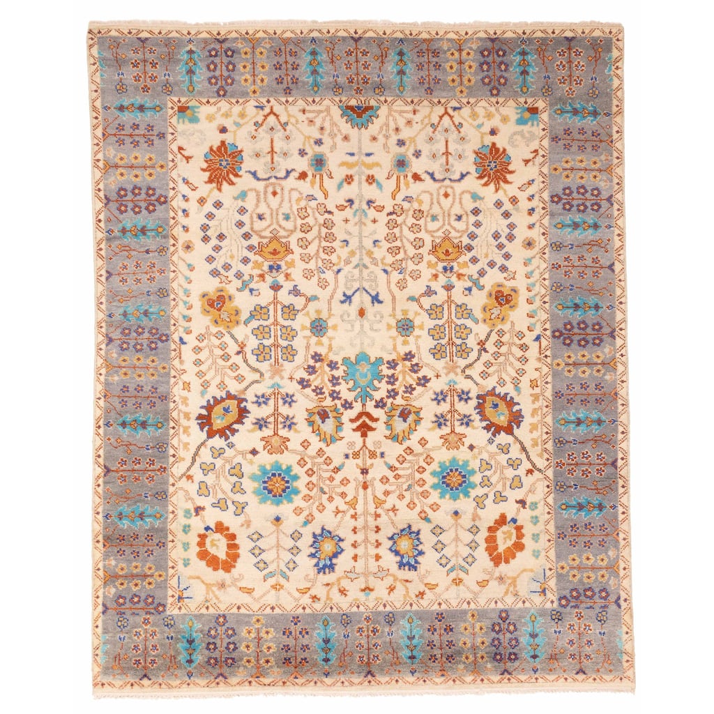 ECARPETGALLERY Hand-knotted Modern Oushak Cream Wool Rug - 7'11 x 9'10