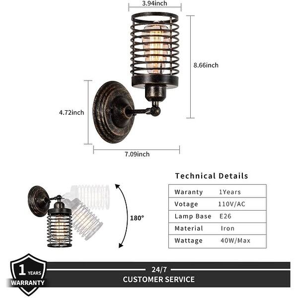 Rust Wall Light Rust wall light fixtures retro cage wall lamp - Bed Bath & Beyond ...