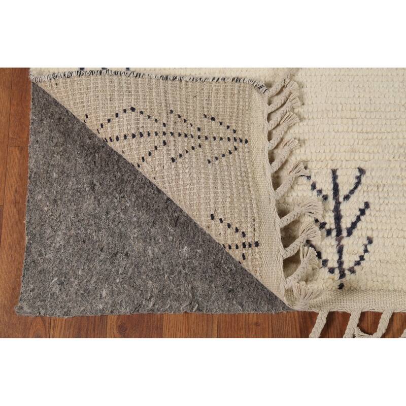 Moroccan Oriental Area Rug Handmade Abstract Wool Carpet - 5'11"x 9'8"