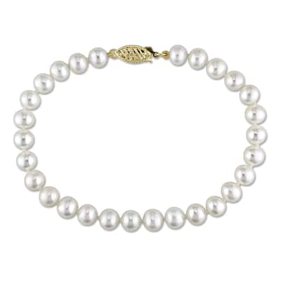 Miadora Cultured Freshwater Pearl Strand Bracelet 14k Yellow Gold Clasp