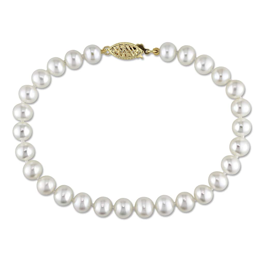Miadora Cultured Freshwater Pearl Strand Bracelet 14k Yellow Gold Clasp