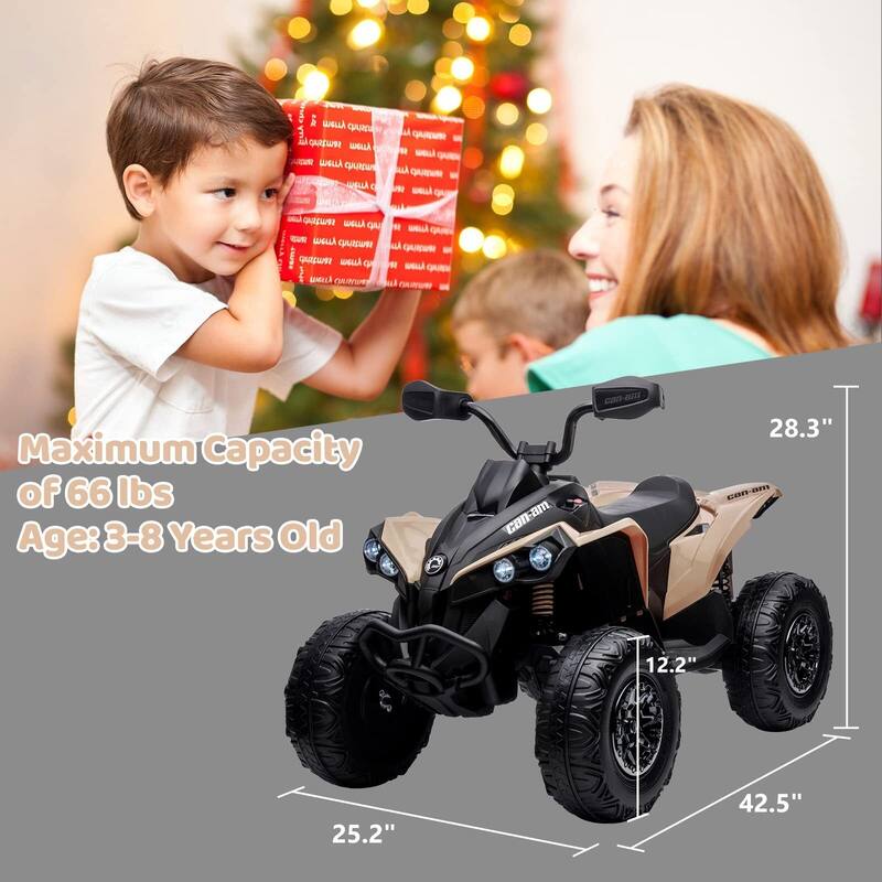 Kids ATV 4 Wheeler, 12V Ride on Toy Car Bombardier Licensed BRP Can-am