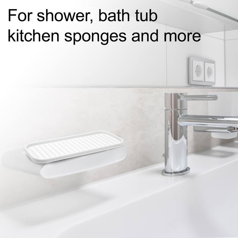 Soap Dish Keep Soap Dry for Home Bathroom Kitchen Silicone - White - 23x9cm