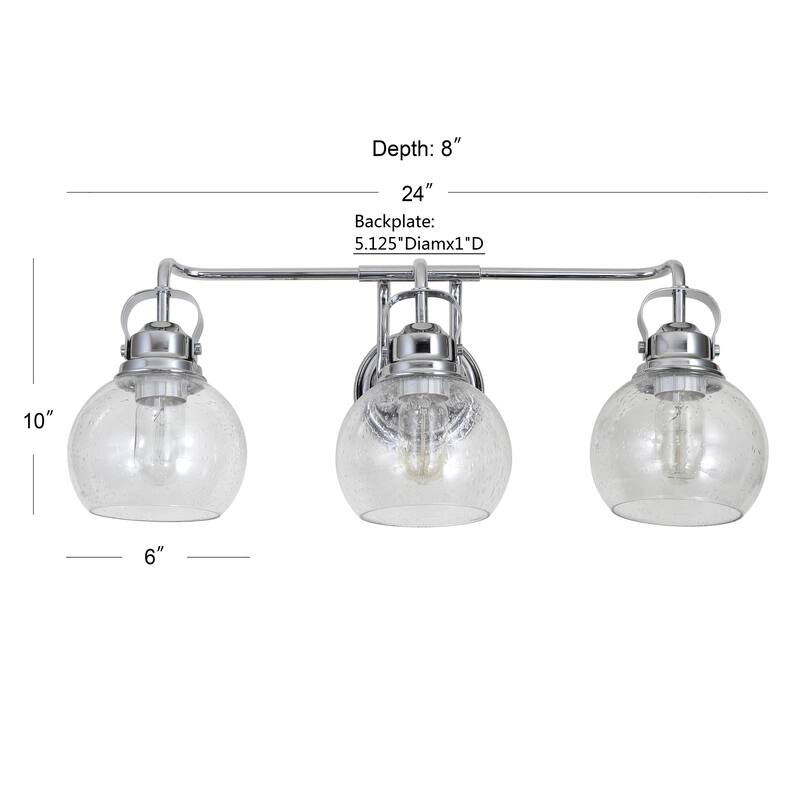 Bolha Metal/ Bubbled Glass Vanity Light, Chrome by JONATHAN Y
