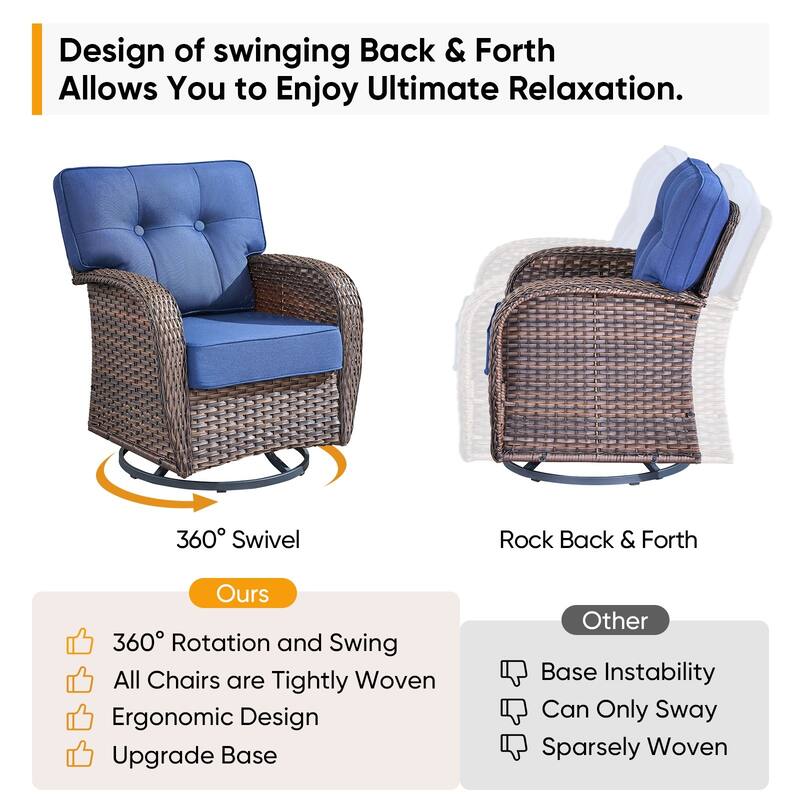 Pocassy Ooutdoor Fire Pit Table with Sofa Chair Ottoman Set
