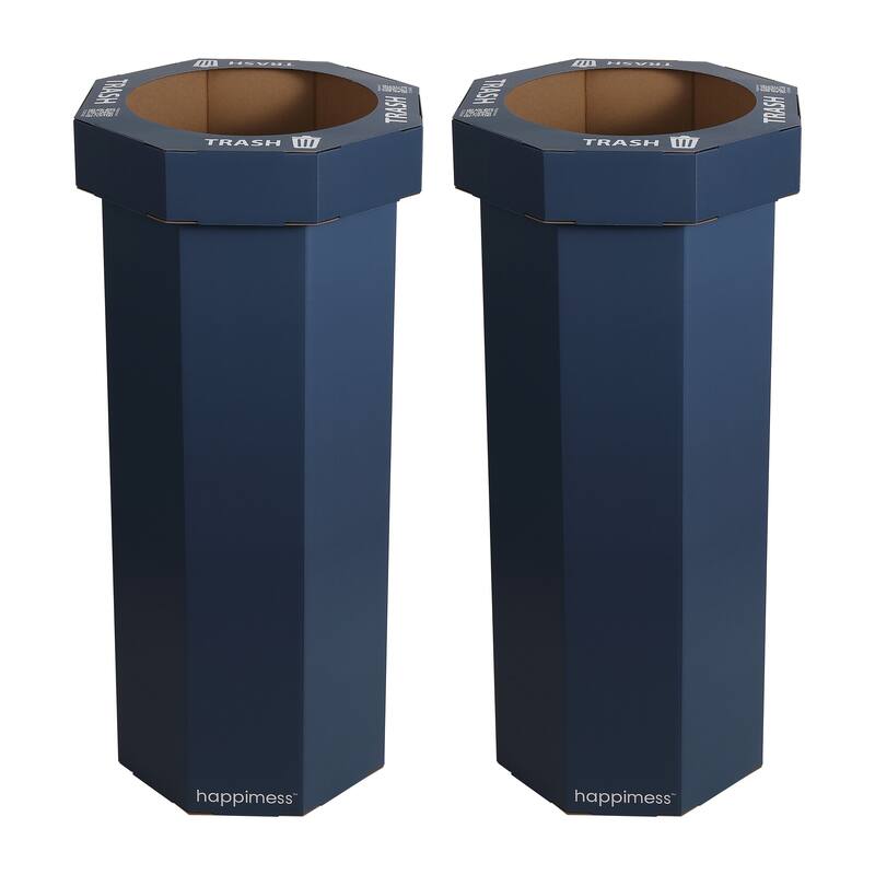 25-Gallon Disposable Cardboard Event Trash Can and Recycling Bin (Set of 2) - Denim Blue