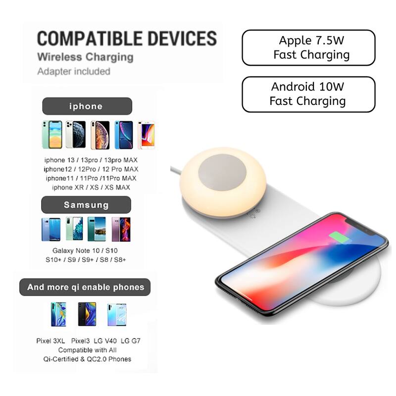 10W Fast Charging Wireless Charger Pad with LED Night Light