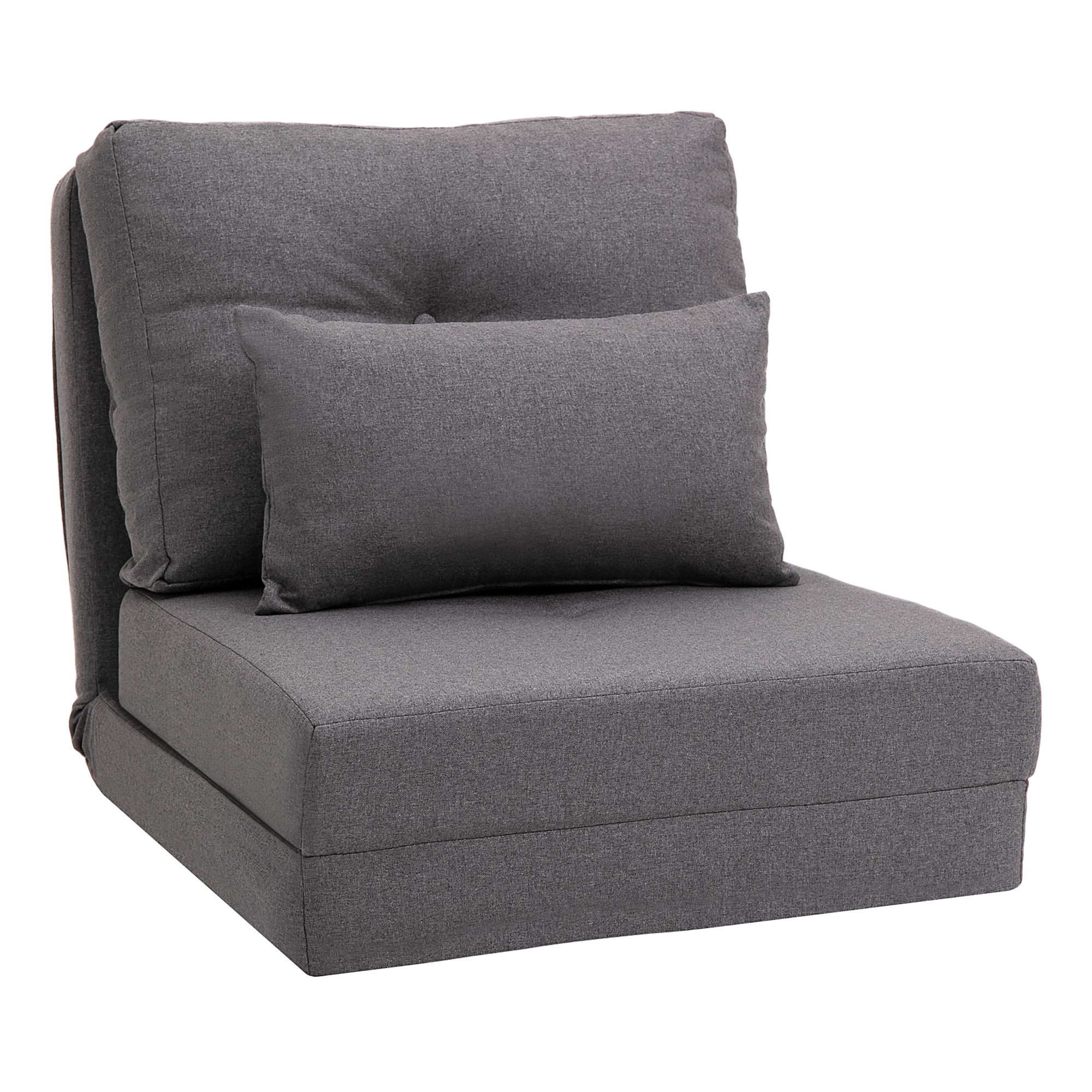 2-in-1 Floor Lazy Sofa with 5 Position Adjustable Backrest, Dark Gray