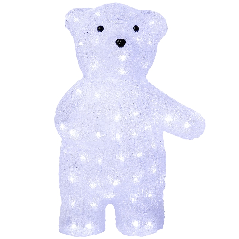 LED Lighted Polar Bear Commercial Grade Acrylic Outdoor Christmas Decoration - 16.5" - Clear